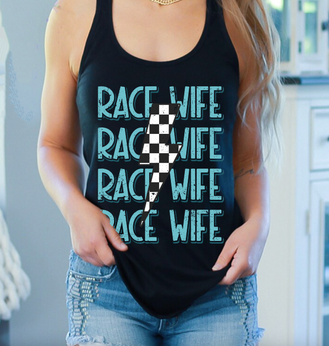 Race Wife Bolt Tank (blue)